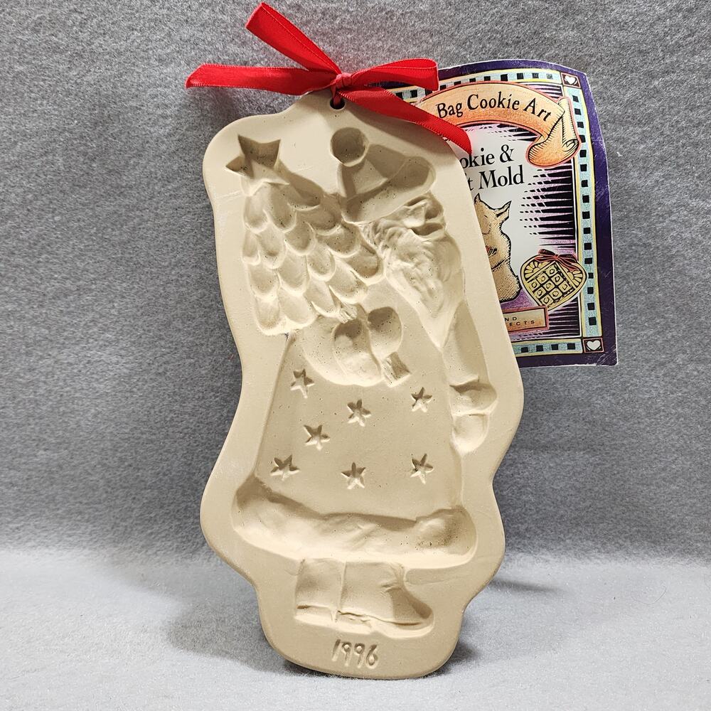 Kris Kringle Cookie Mold Vintage stoneware Brown Bag Cookie Art 1996 Retired NWT